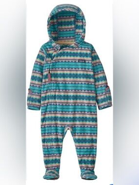 Patagonia Infant Micro D fleece Bunting diamond stripe fresh teal NB